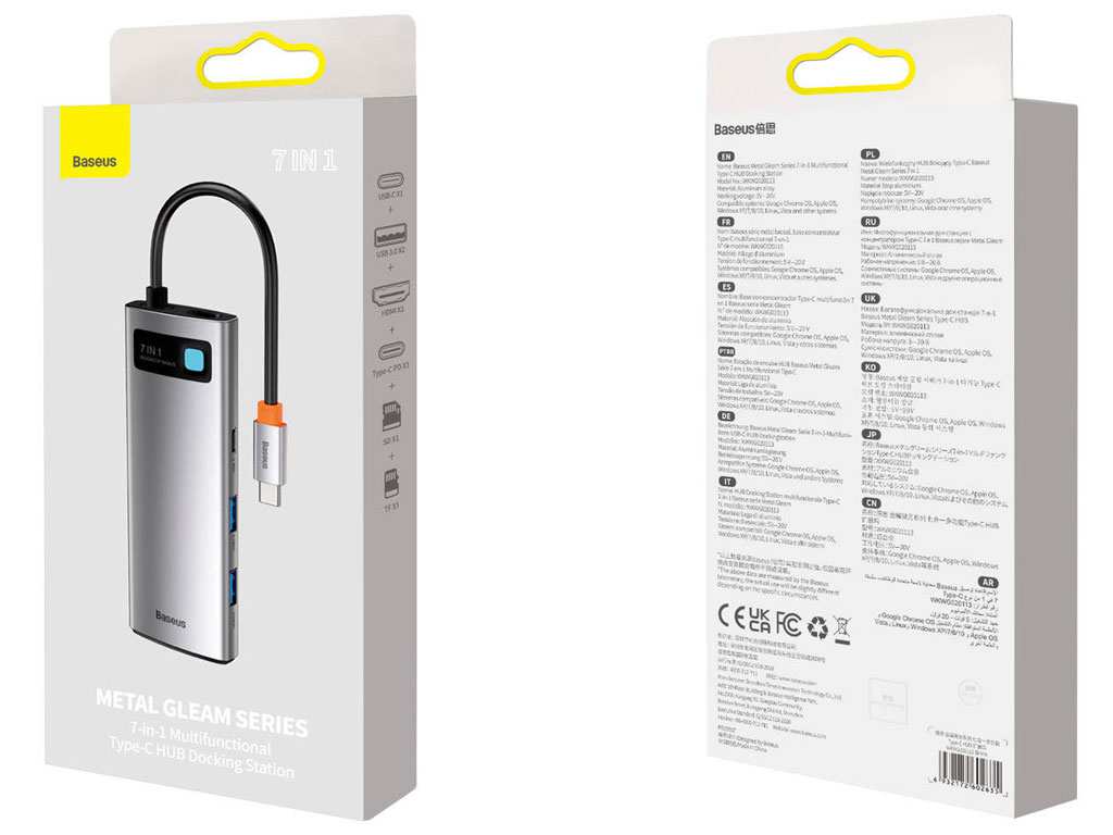 هاب و مبدل تایپسی 7 در 1 بیسوس Baseus WKWG020113 Metal Gleam Series 7-in-1 Multifunctional Type-C HUB Docking Station