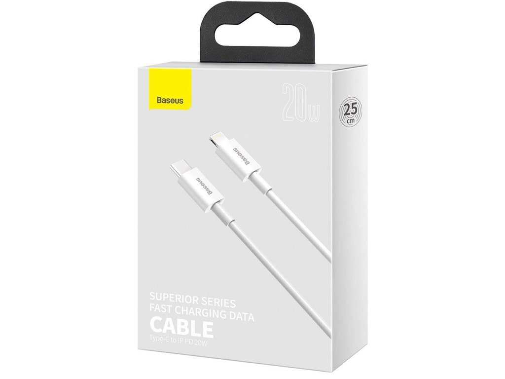 کابل فست شارژ پاوربانکی لایتنینگ به تایپسی 25 سانتیمتری بیسوس Baseus Superior Cable USB Type-C Lightning Power Delivery 20W CATLYS-02
