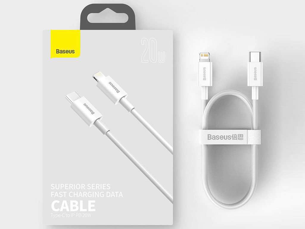 کابل فست شارژ پاوربانکی لایتنینگ به تایپسی 25 سانتیمتری بیسوس Baseus Superior Cable USB Type-C Lightning Power Delivery 20W CATLYS-02