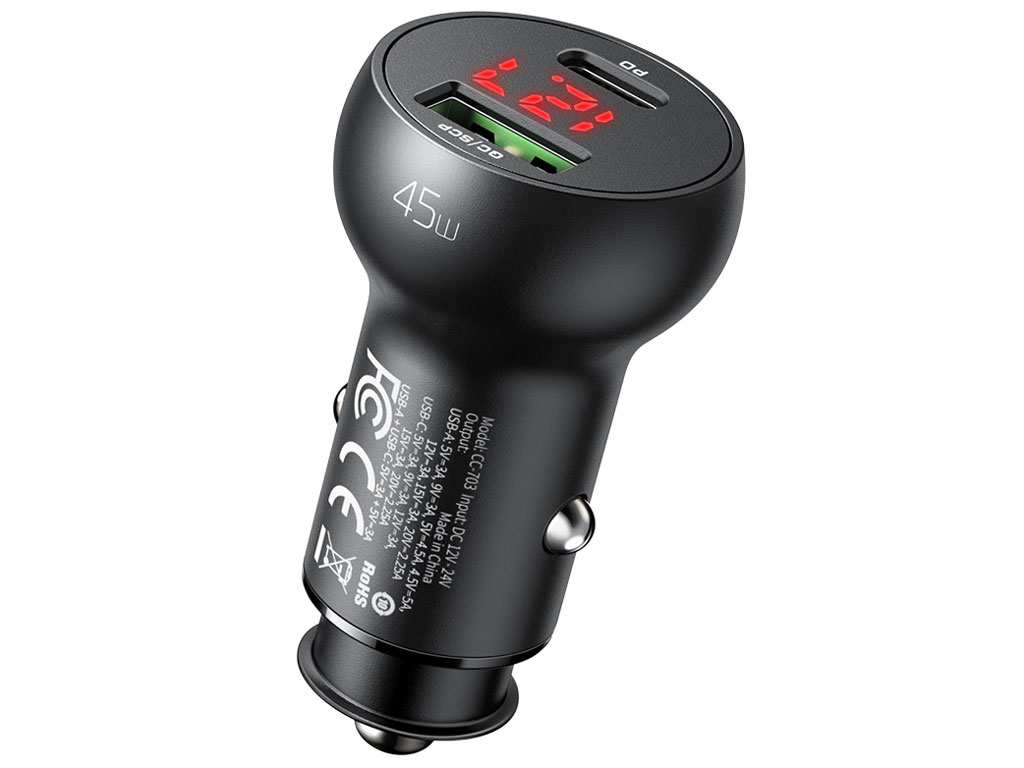 شارژر فندکی خودرو فستشارژ ماشین تایپ سی 45 وات مک دودو CC-7030