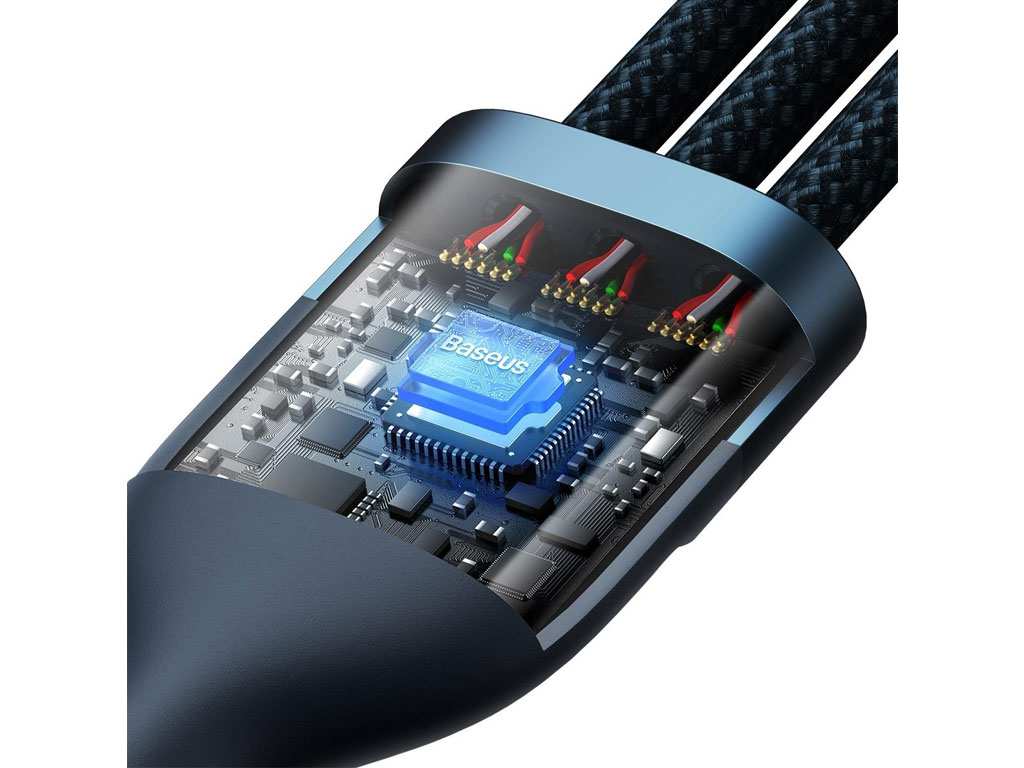 کابل فوق شارژ سریع سه سر تایپ‎سی به لایتنینگ، میکرو و تایپ‎سی 1.5 متری بیسوس Baseus Flash Series Fast Charging Cable 100W CASS030201