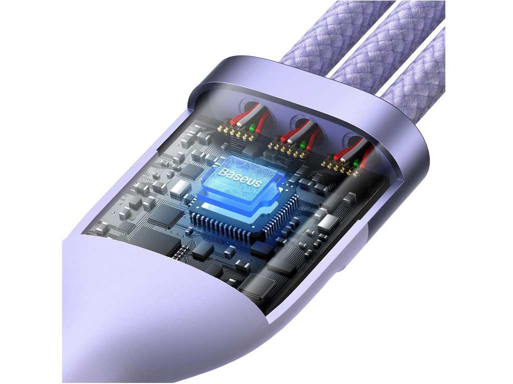 کابل فوق شارژ سریع سه سر تایپ‎سی به لایتنینگ، میکرو و تایپ‎سی 1.5 متری بیسوس Baseus Flash Series Fast Charging Cable 100W CASS030201