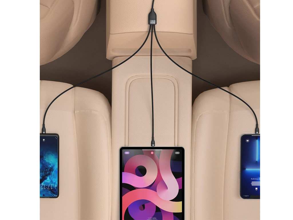 کابل فوق شارژ سریع سه سر تایپ‎سی به لایتنینگ، میکرو و تایپ‎سی 1.5 متری بیسوس Baseus Flash Series Fast Charging Cable 100W CASS030201
