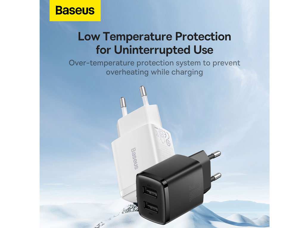 شارژر دیواری یواسبی 10.5 وات بیسوس Baseus Compact Charger 2U EU CCXJ010201