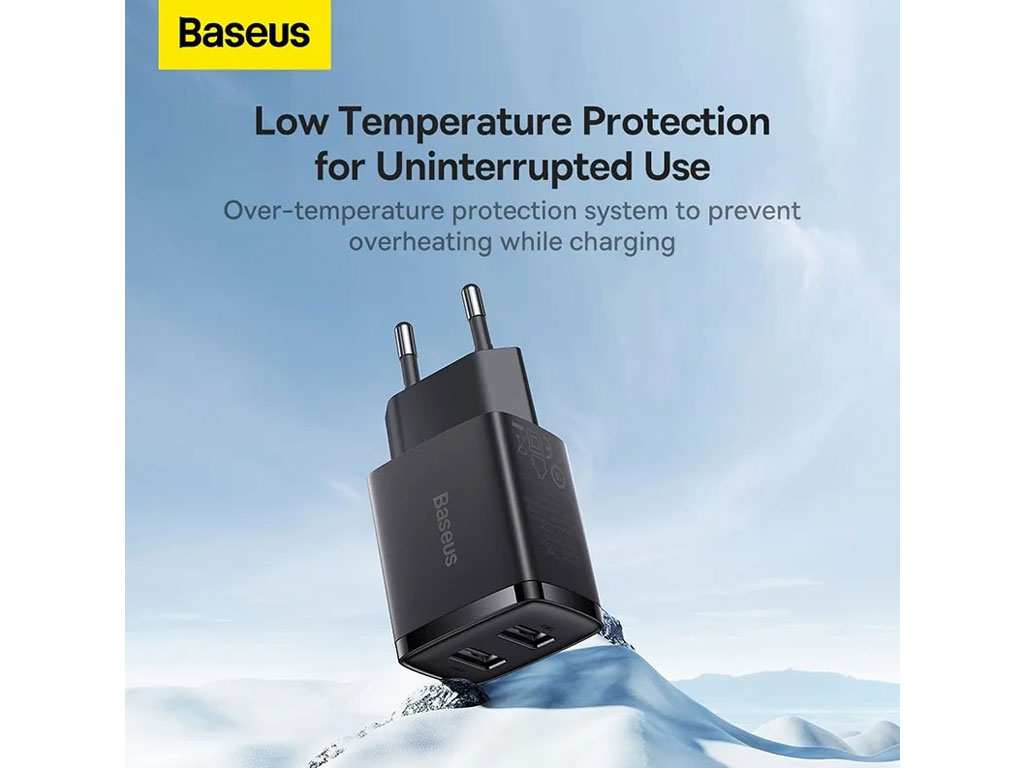 شارژر دیواری یواسبی 10.5 وات بیسوس Baseus Compact Charger 2U EU CCXJ010201