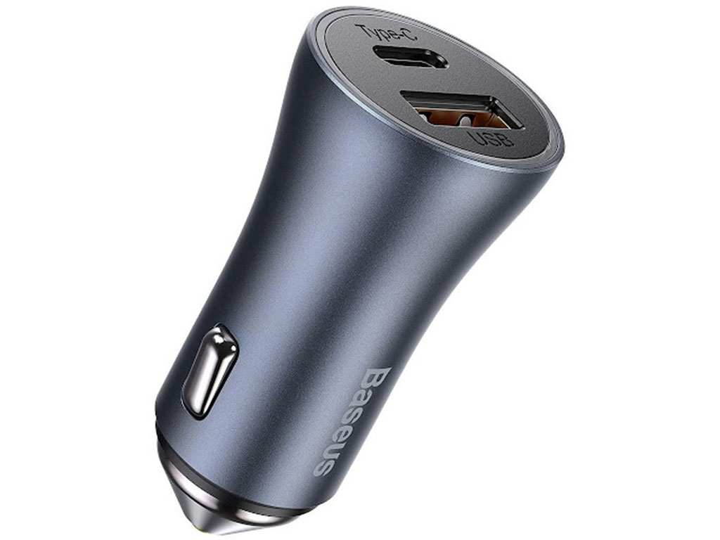 شارژر فندکی فست شارژ 40 وات با کابل تایپسی بیسوس Baseus Car Charger Golden Contactor Pro Type-C/USB TZCCJD-0G
