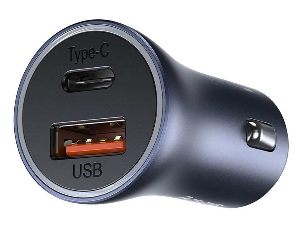 شارژر فندکی فست شارژ 40 وات با کابل تایپسی بیسوس Baseus Car Charger Golden Contactor Pro Type-C/USB TZCCJD-0G