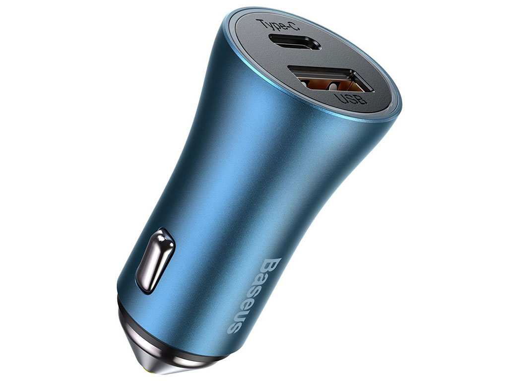 شارژر فندکی فست شارژ 40 وات با کابل تایپسی بیسوس Baseus Car Charger Golden Contactor Pro Type-C/USB TZCCJD-0G