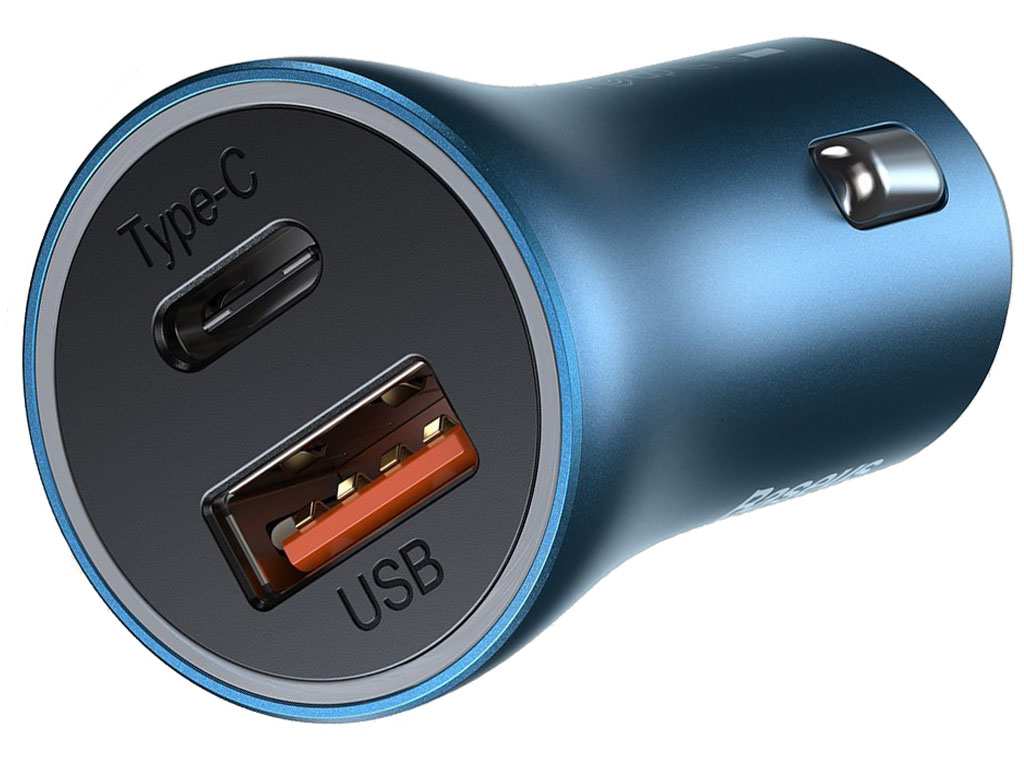 شارژر فندکی فست شارژ 40 وات با کابل تایپسی بیسوس Baseus Car Charger Golden Contactor Pro Type-C/USB TZCCJD-0G