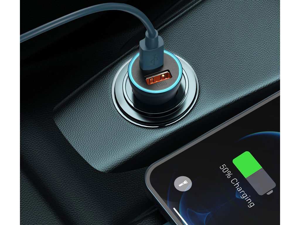 شارژر فندکی فست شارژ 40 وات با کابل تایپسی بیسوس Baseus Car Charger Golden Contactor Pro Type-C/USB TZCCJD-0G