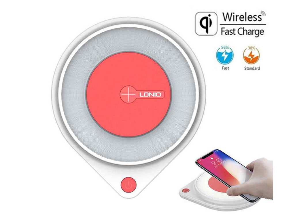 شارژر بیسیم 10 وات و چراغخواب الدنیو LDNIO wireless charger with LED Lamp AW001