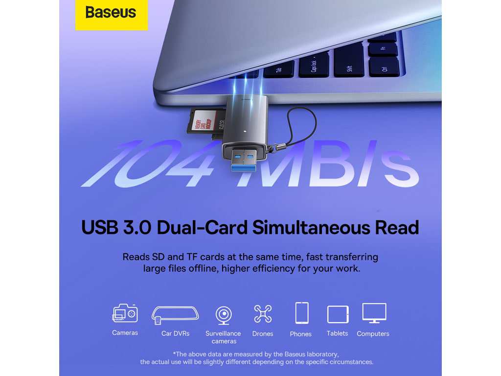 کارتخوان یواسبی به تایپسی بیسوس Baseus Lite Series SD/TF Card Reader WKQX060113
