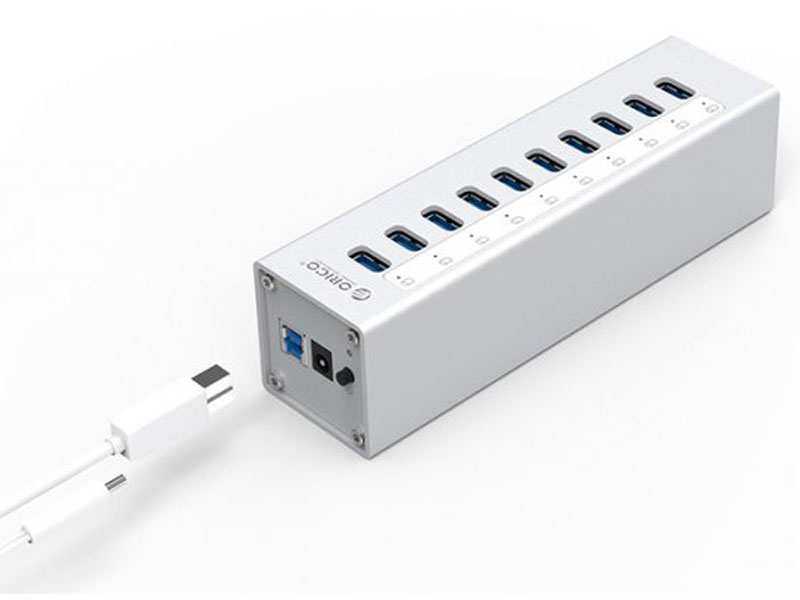 هاب 10 پورت پر سرعت یو اس بی همراه با آداپتور اوریکو ORICO USB3.0 HUB A3H10-U3-V2