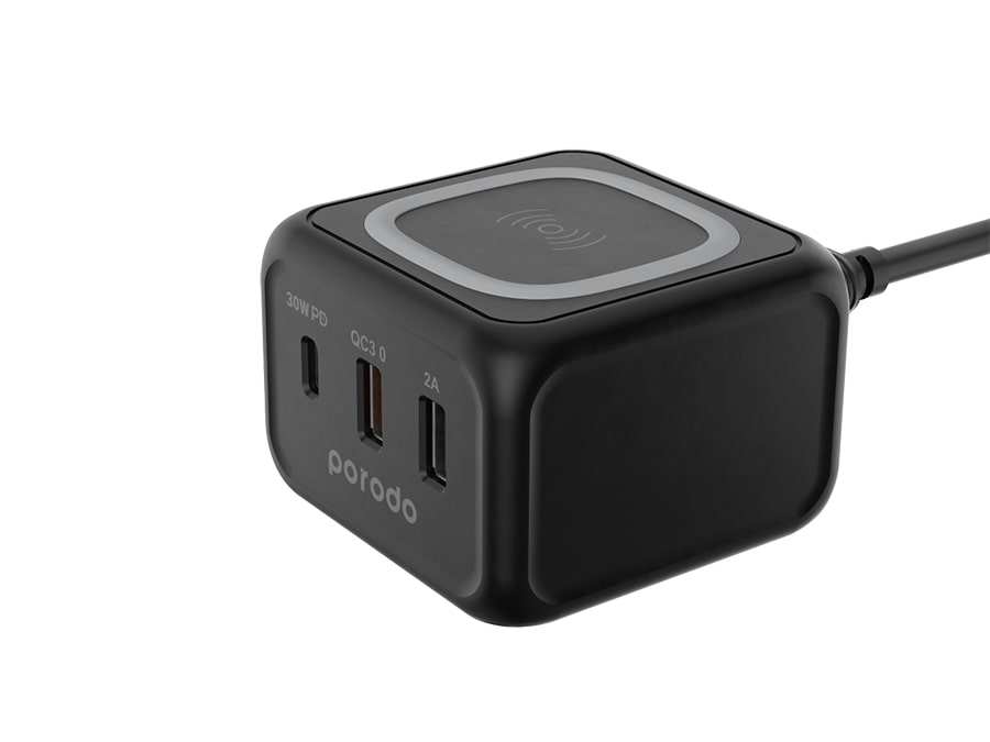 شارژر رومیزی و شارژر وایرلس فست شارژ پورودو Porodo Desktop Charger Fast Wireless Charging PD-FWCH005