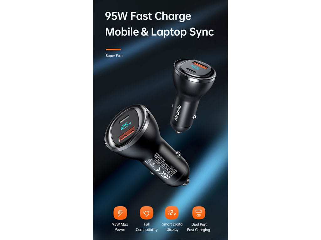 شارژر فندکی فست شارژ ماشین تایپسی 95 وات مکدودو CC-5670