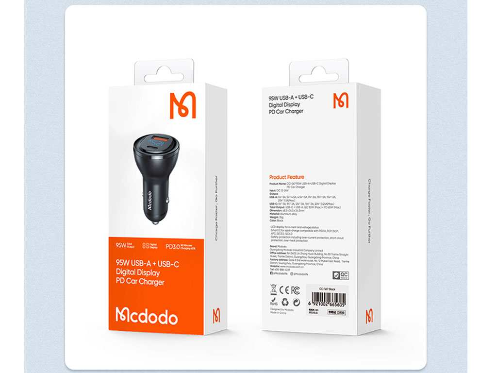 شارژر فندکی فست شارژ ماشین تایپسی 95 وات مکدودو CC-5670
