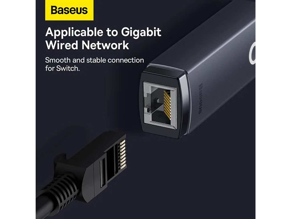 مبدل یواسبی به پورت شبکه بیسوس Baseus Ethernet Adapter USB to RJ45 LAN Port WKQX000113