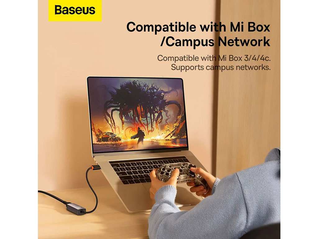 مبدل یواسبی به پورت شبکه بیسوس Baseus Ethernet Adapter USB to RJ45 LAN Port WKQX000113