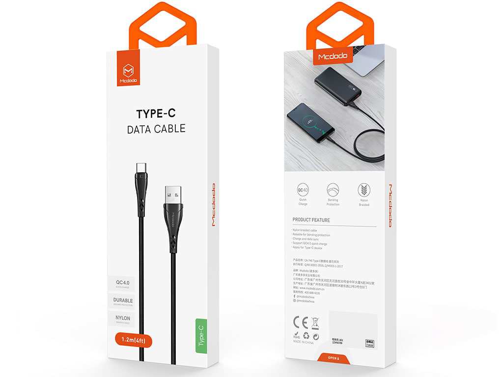 کابل شارژ سریع یواسبی به تایپسی 1.2 متری مکدودو MCDODO USB toType-C Cable 2.4A CA-746