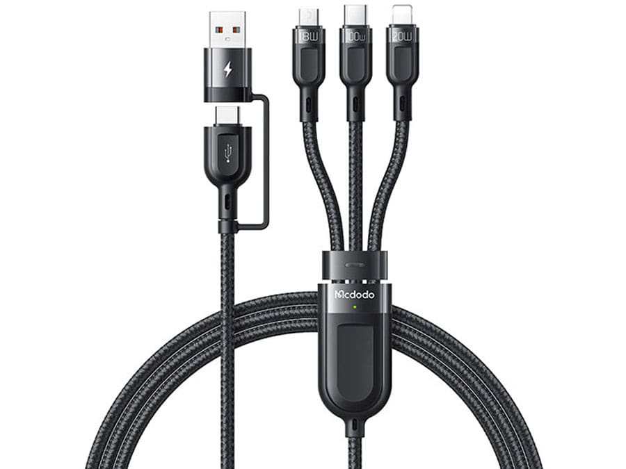 کابل سوپر فست شارژ 100 وات چند سر به طول 1.2 متر مکدودو Mcdodo 2 in 3 100W PD Fast Charging Cable CA-8800
