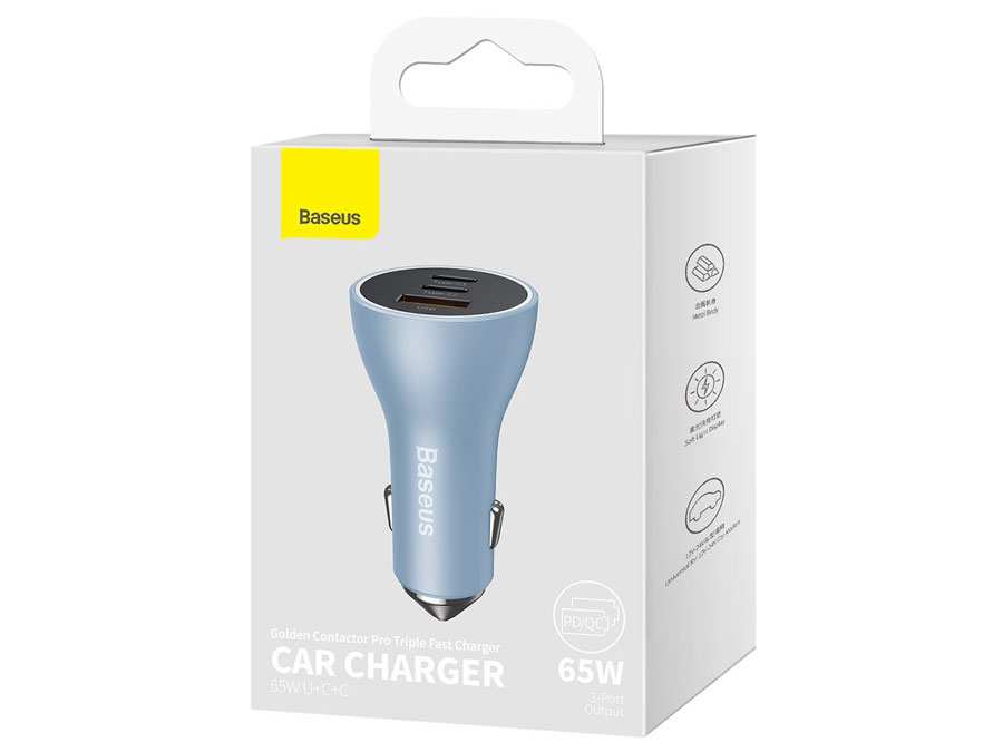 شارژر فندکی فست شارژ ماشین 65 وات بیسوس CGJP010003