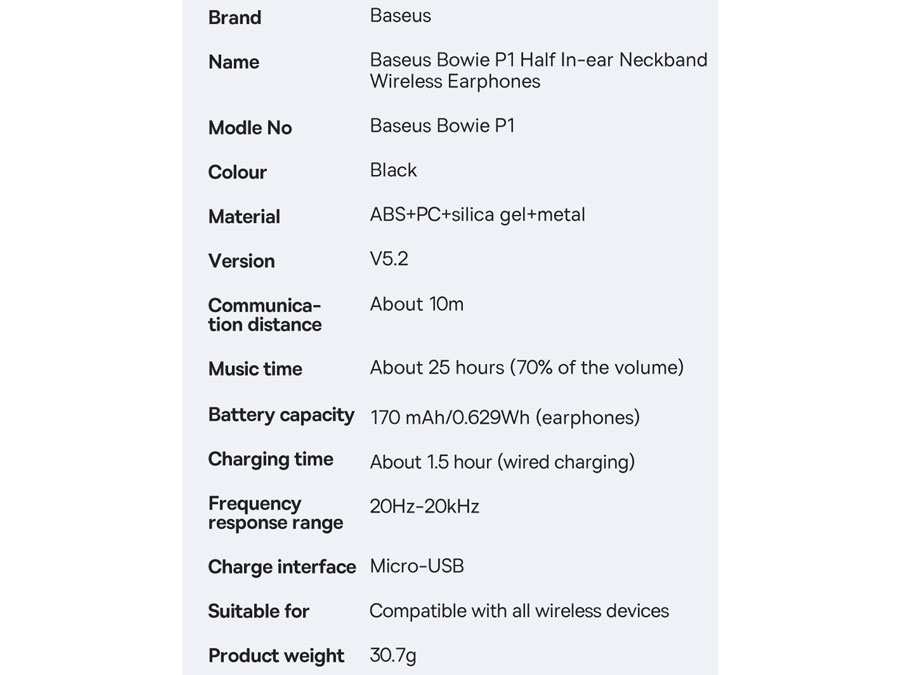 هندزفری بلوتوث گردنی بیسوس P1 Bowie NGPB000001