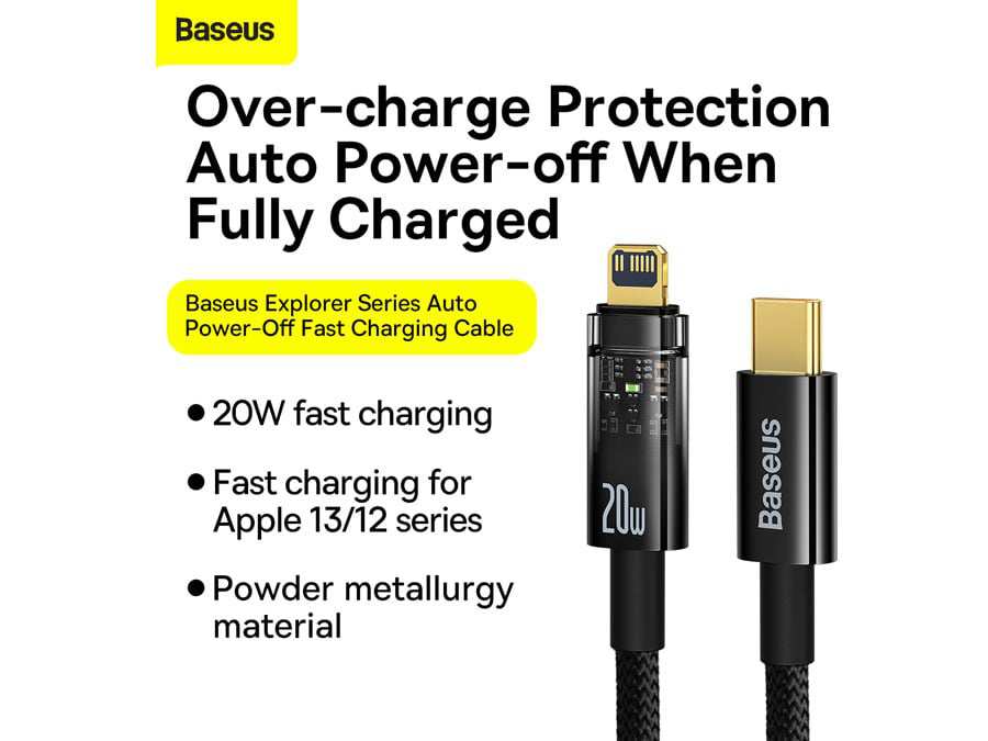 کابل شارژ تایپسی به لایتنینگ 20 وات بیسوس Baseus Lightning Cable 2m CATS000101