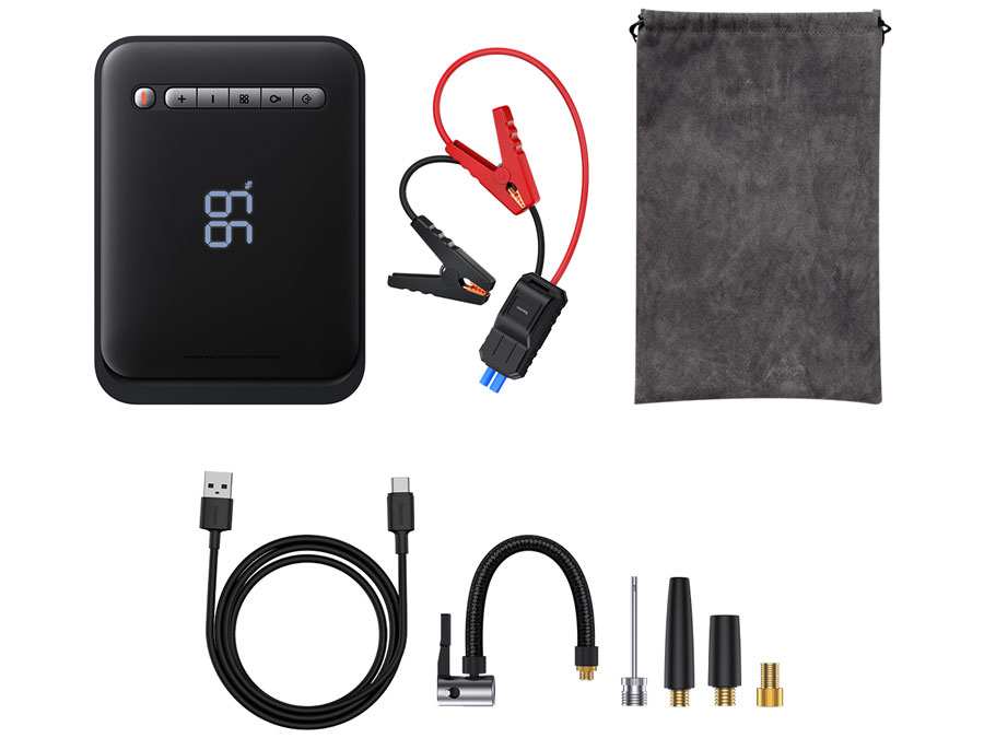 جامپاستارتر، کمپرسورباد و پاوربانک 8000 فوق انرژی خودرو بیسوس Baseus super energy 2-in-1 jump starter 1000A BS-CH003 CGCN000001