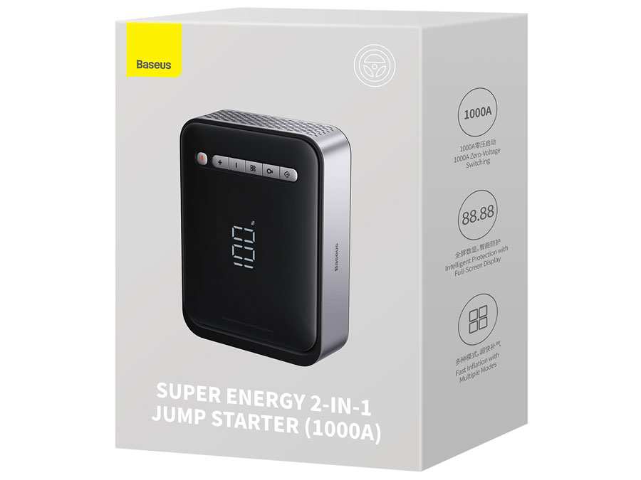 جامپاستارتر، کمپرسورباد و پاوربانک 8000 فوق انرژی خودرو بیسوس Baseus super energy 2-in-1 jump starter 1000A BS-CH003 CGCN000001