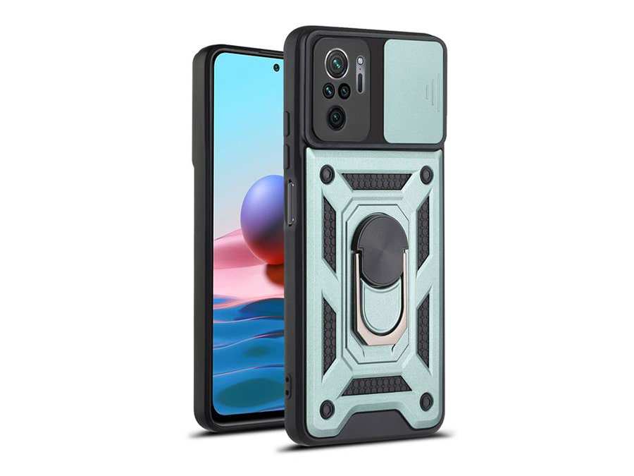 قاب محافظ لنز و حلقه دار شیائومی Xiaomi Redmi Note 10 4G Slide Camera & Ring Holder Stand Case