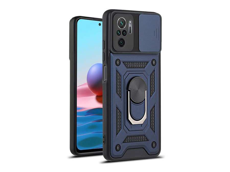 قاب محافظ لنز و حلقه دار شیائومی Xiaomi Redmi Note 10 4G Slide Camera & Ring Holder Stand Case