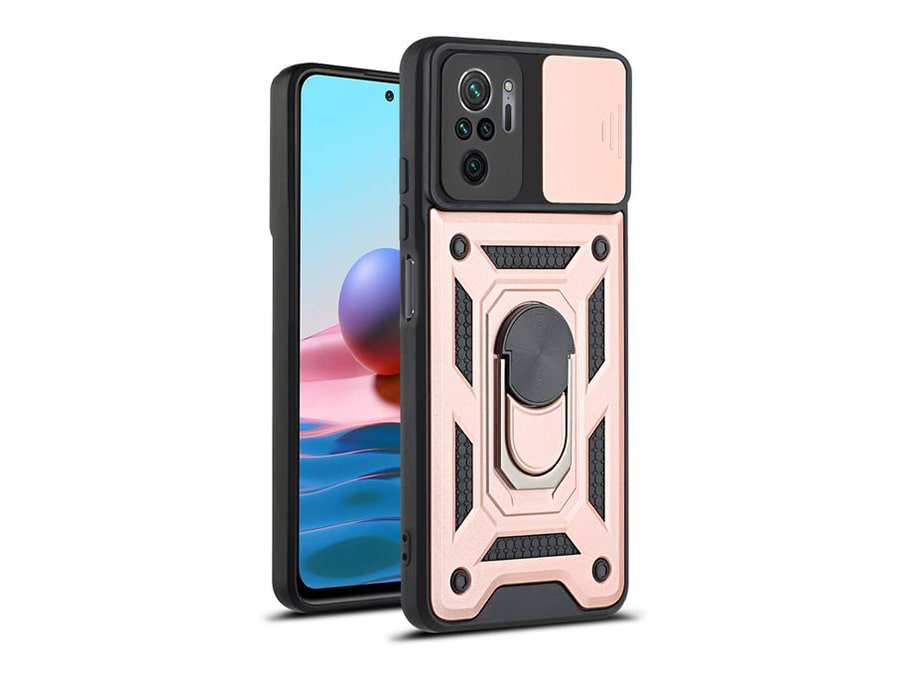 قاب محافظ لنز و حلقه دار شیائومی Xiaomi Redmi Note 10 4G Slide Camera & Ring Holder Stand Case