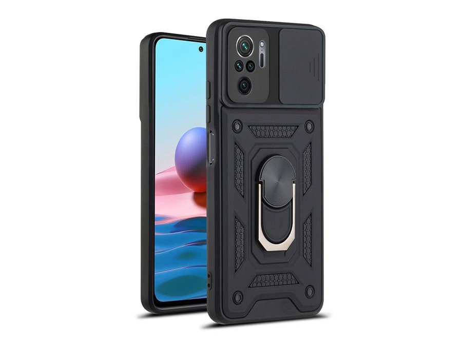 قاب محافظ لنز و حلقه دار شیائومی Xiaomi Redmi Note 10 4G Slide Camera & Ring Holder Stand Case