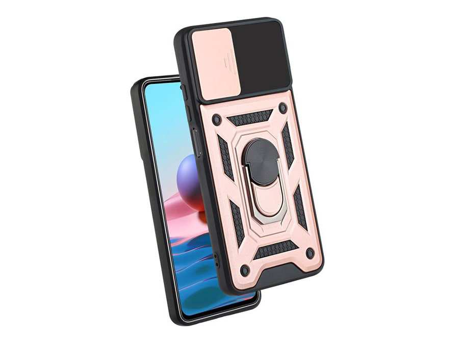 قاب محافظ لنز و حلقه دار شیائومی Xiaomi Redmi Note 10 4G Slide Camera & Ring Holder Stand Case