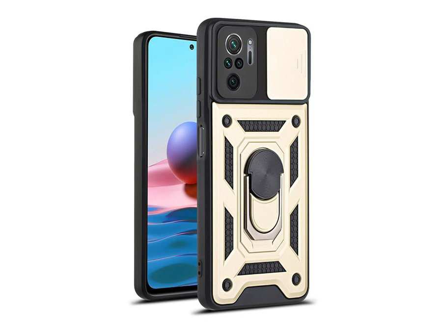 قاب محافظ لنز و حلقه دار شیائومی Xiaomi Redmi Note 10 4G Slide Camera & Ring Holder Stand Case