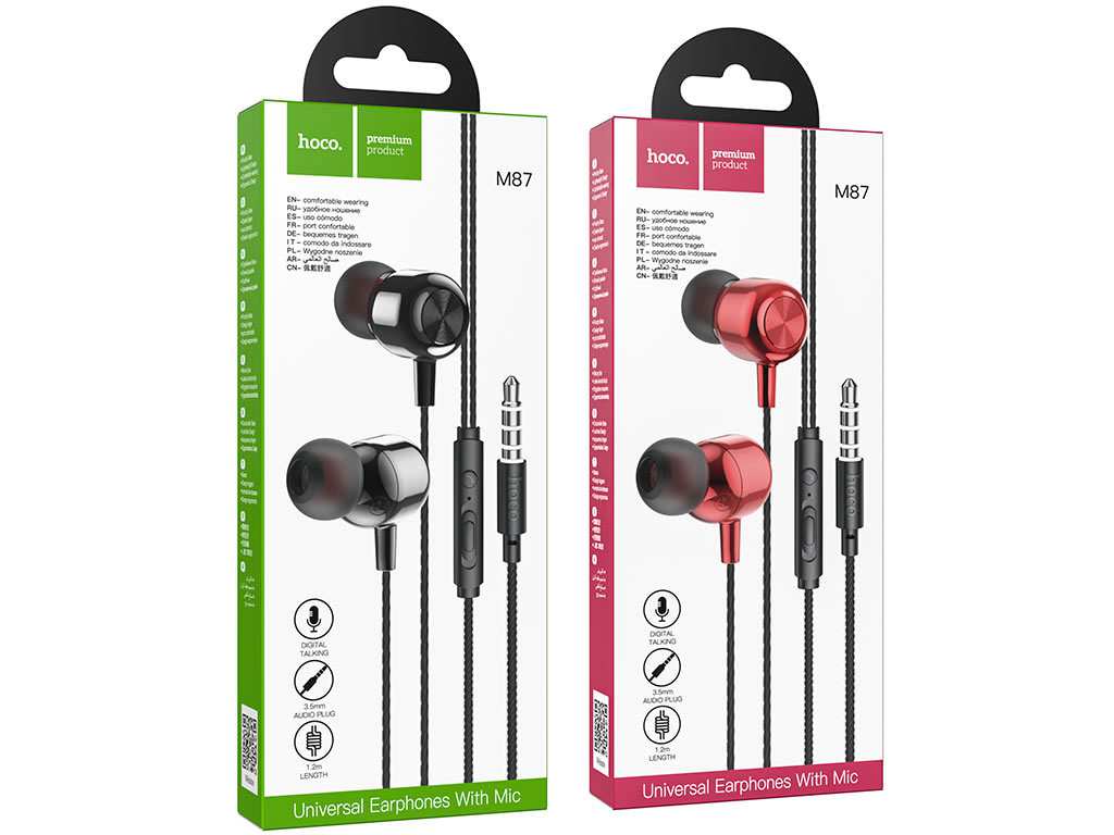 هندزفری سیمی با جک 3.5 میلیمتری هوکو Hoco Wired earphones 3.5mm “M87 String” with mic