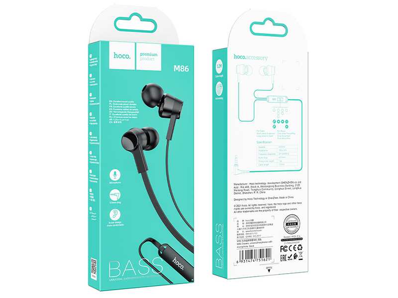 هندزفری سیمی با جک 3.5 میلیمتری هوکو Hoco Wired earphones 3.5mm M86 Oceanic with mic