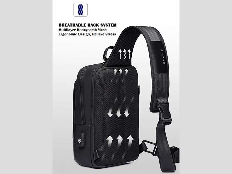 کوله پشتی تک بند  ضد آب یو اس بی دار تبلت 7.9 اینچی بنج Bange BG-77112 Men's Waterproof Crossbody Chest Bag Black