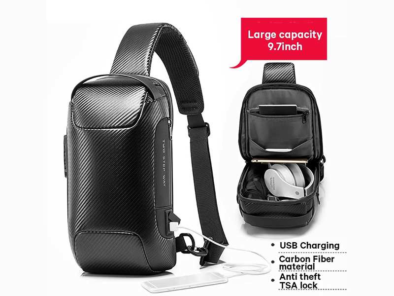 کوله تک بند ضد سرقت و ضد آب تبلت9.7 اینچ بنج  Bange BG-22085 plus Carbon Waterproof Crossbody Chest Bag