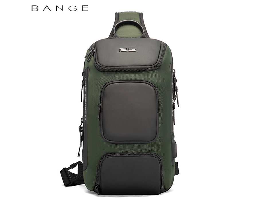 کوله پشتی تک بند یو اس بی دار 8 لیتری بنج BANGE BG-7086 Men Chest Bag Single Shoulder Bag
