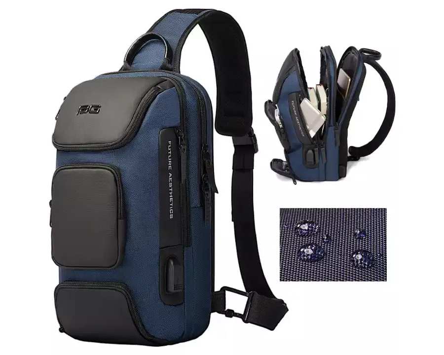 کوله پشتی تک بند یو اس بی دار 8 لیتری بنج BANGE BG-7086 Men Chest Bag Single Shoulder Bag