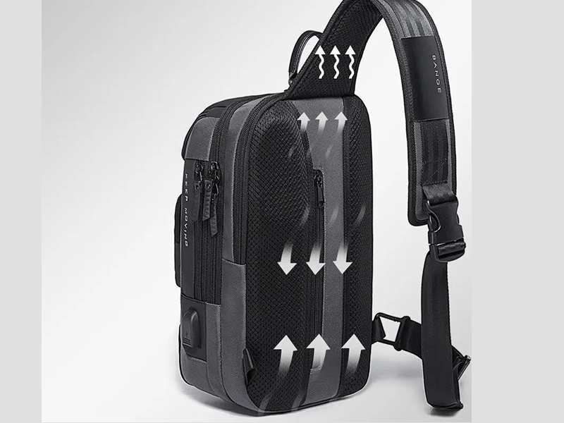 کوله پشتی تک بند یو اس بی دار 8 لیتری بنج BANGE BG-7086 Men Chest Bag Single Shoulder Bag