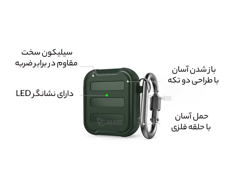 کاور ایرپاد 1 و 2 دارای قلاب اتصال آها استایل AhaStyle PT115-A AirPods 1&2 Case