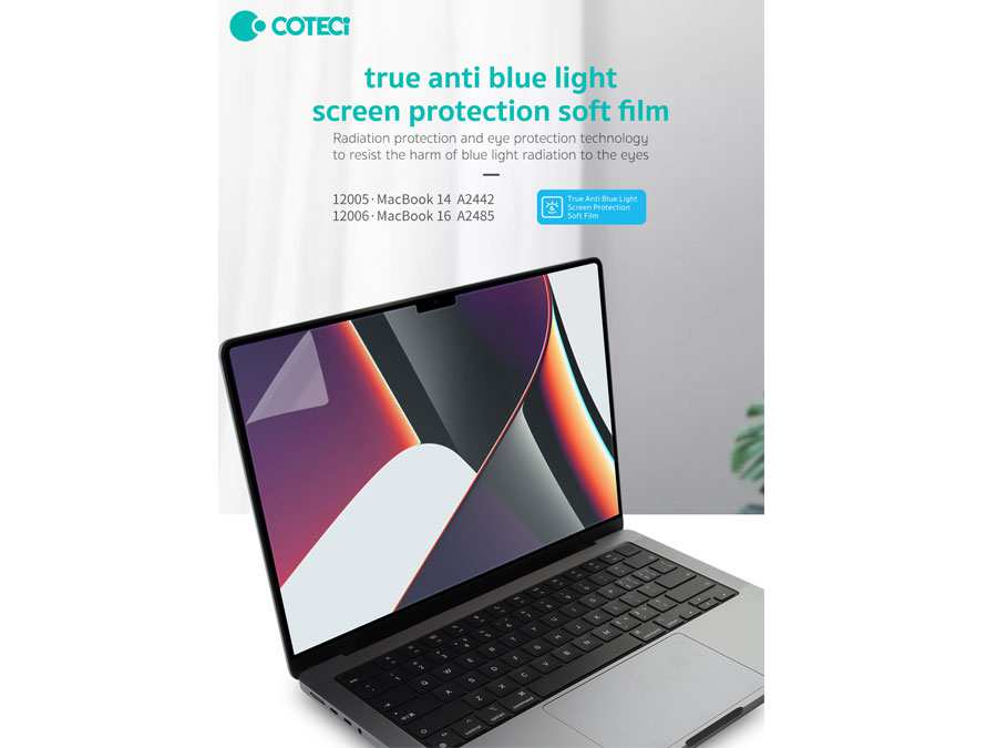 محافظ صفحه نمایش ضد اشعه آبی مک بوک پرو 16 اینچ کوتتسی Coteetci screen soft film Macbook 12006 Macbook Pro"16