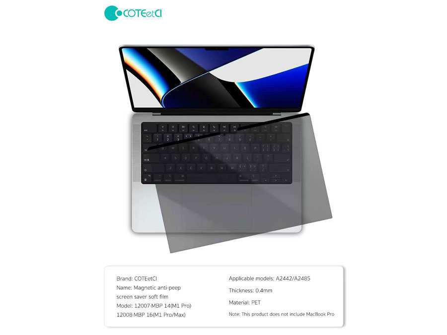 محافظ صفحه نمایش ضد اشعه آبی مک بوک پرو 14 اینچ کوتتسی Coteetci screen soft film 12007 Macbook Pro 14 inch