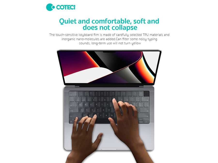 کاور صفحه کلید مک بوک پرو 13 اینچ و مک بوک پرو 16 اینچ کوتتسی Coteetci Keyboard skin Macbook PRO 13/16'' MB1036