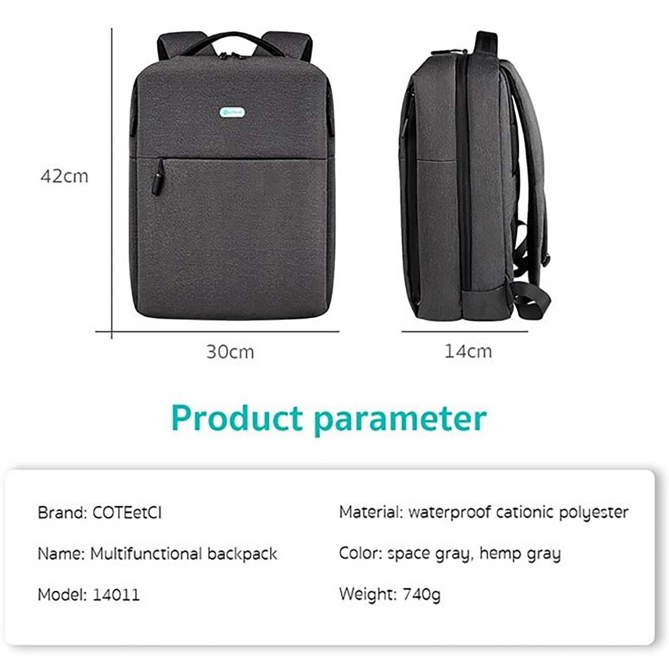 کوله پشتی لپ تاپ 13 تا 16 اینچ چند منظوره کوتسی 14011