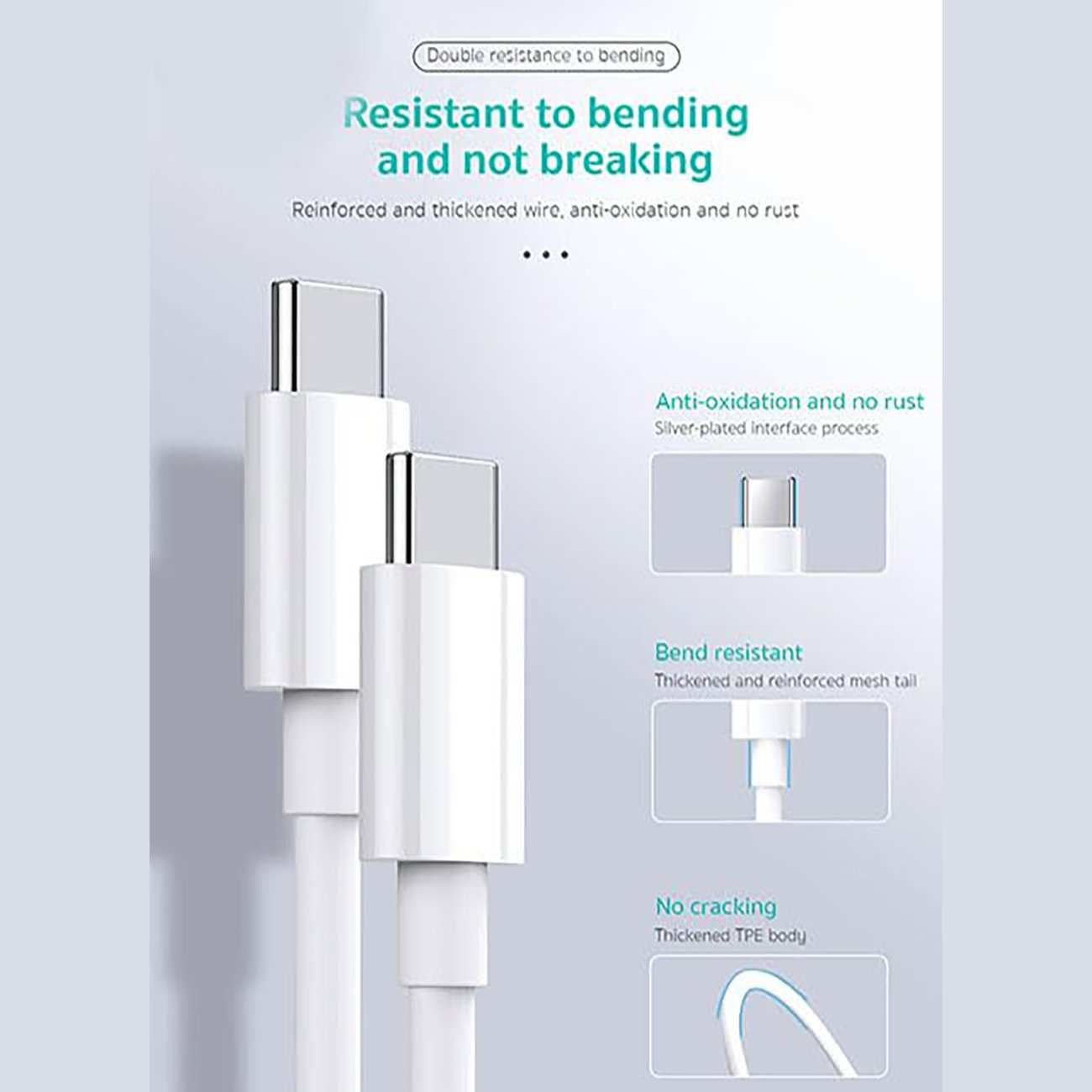 کابل شارژ و انتقال داده دو سر تایپ سی 100 وات دو متری کوتسی 16001-CC