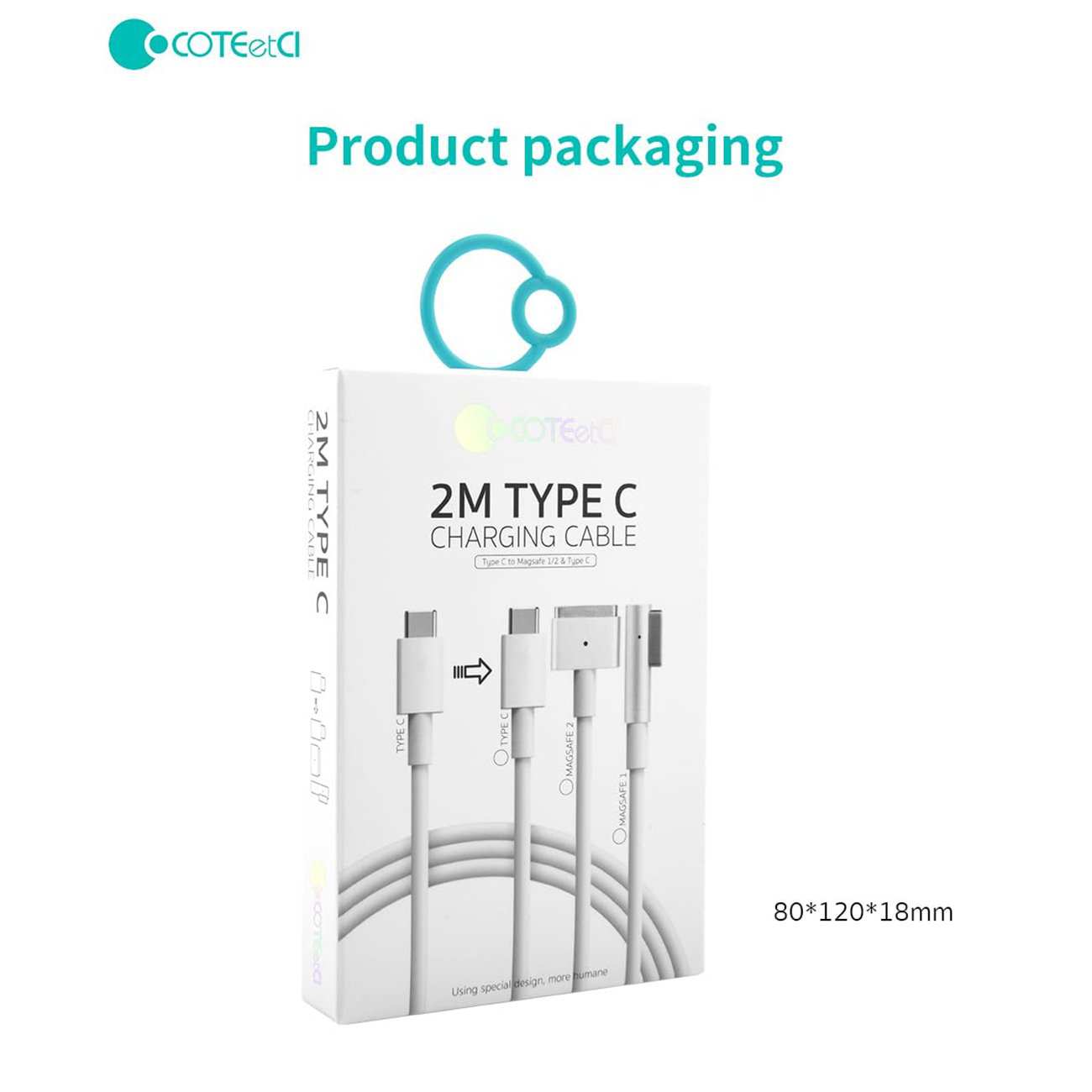 کابل شارژ و انتقال داده دو سر تایپ سی 100 وات دو متری کوتسی 16001-CC