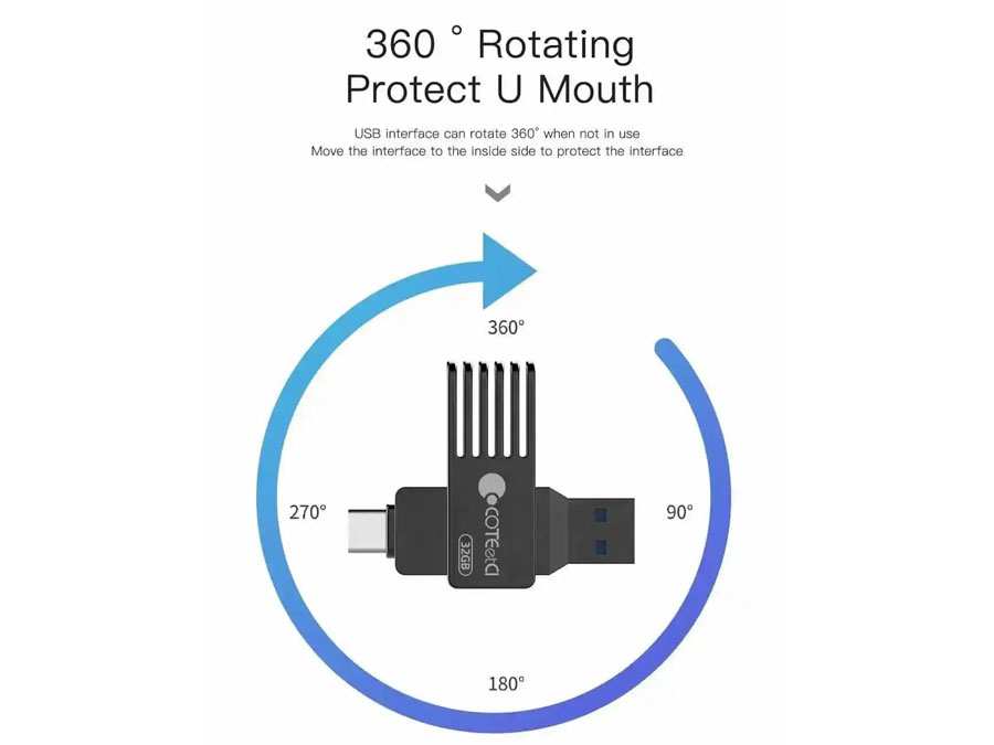 فلش مموری تایپ سی و یو ای بی  32 گیگ کوتتسی Coteetci Type C and USB flash memory CS8833-32G